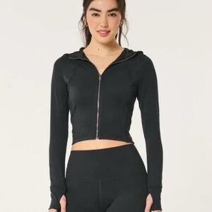 Gilly Hicks Black Cropped Zip-Up Hoodie